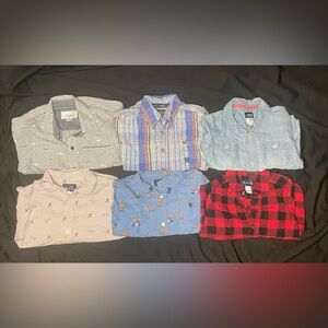 Lot of 6 Sz 4T  Long Sleeve Button Up Shirts Mixed Brands Fall/winter